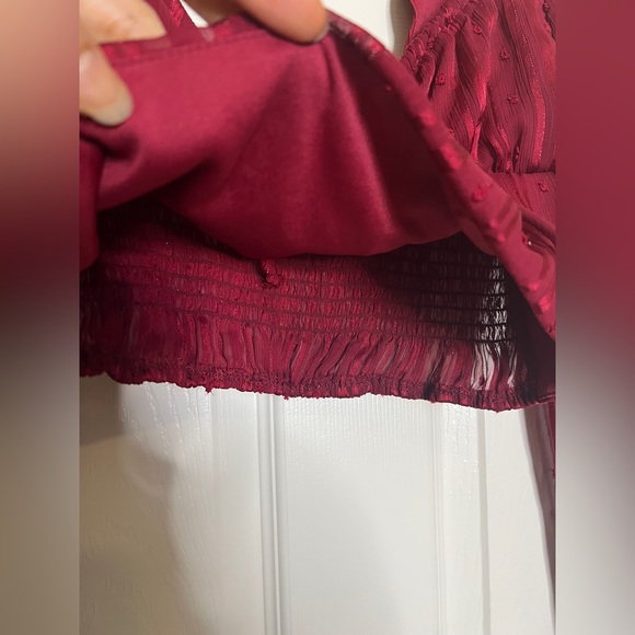 🌹Urban Romantics Red Sheer Cropped Top - Picture 6 of 8